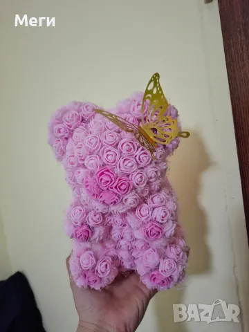 Ръчно изработени мечета от рози от фоам с тюл 25 см.Подходящи за всеки повод. , снимка 3 - Други - 48140202