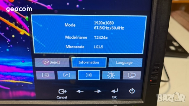 24" lenovo ThinkVsion T2424z FHD IPS монитор (1920x1080,7ms,D-SUB,HDMI,DP,SPK,CAM), снимка 8 - Монитори - 52823894