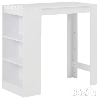 vidaXL Бар маса с рафт, бяла, 110x50x103 см（SKU:280211）, снимка 1 - Маси - 48439233