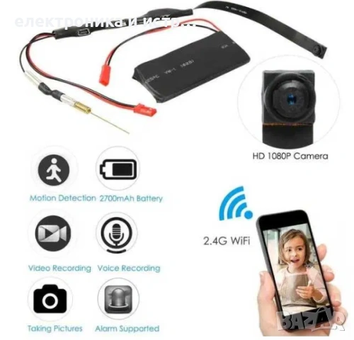 WiFi мини скрита камера за отдалечено наблюдение/запис карта памет 