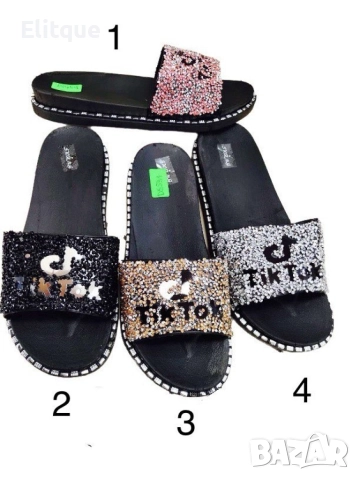 Блестящи дамски плажни чехли с кристали за летни ТикТок моменти на брега и пясъка, снимка 5 - Чехли - 52871995