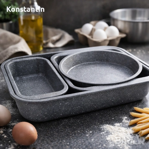 Комплект 4 тави за печене Cheffinger с мраморно незалепващо покритие 