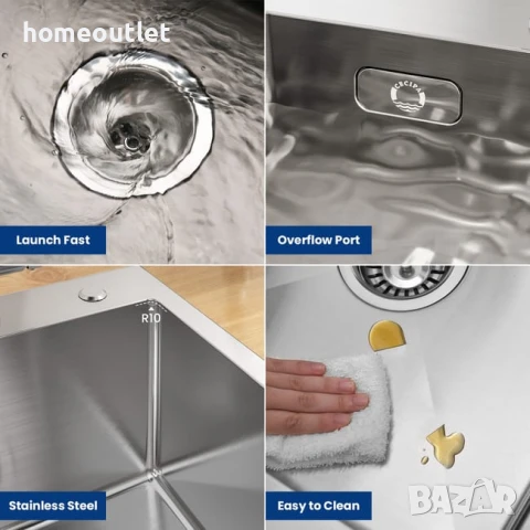 ПРОМОЦИЯ Кухненска мивка от неръждаема стомана с нано покритие 913258-06-CHG0617, снимка 6 - Мивки - 50983107