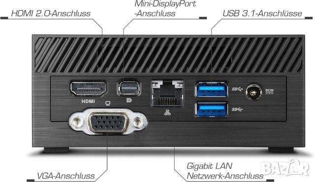 Mini PC ASUS PN, 4-ядрен Intel CPU 4x2.4 GHz, 8 GB RAM, 240 GB SSD, лицензиран Windows 11 Pro, снимка 11 - За дома - 46649239