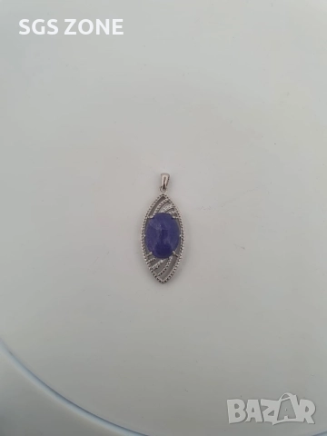 сребърна висулка с лунен камък, танзанит или розов опал, снимка 5 - Колиета, медальони, синджири - 51746731