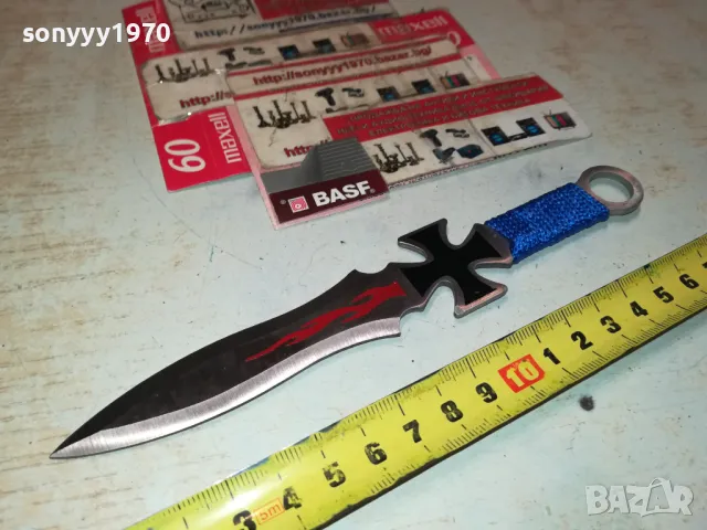 НОЖ С КРЪСТ-СИНЯ ОПЛЕТКА 1203252018, снимка 15 - Ножове - 49469709