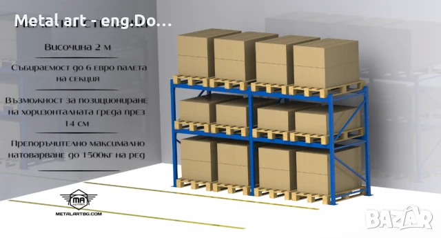 Палетни стелажи на ТОП цена, започваща от 270лв/л.м, снимка 3 - Стелажи и щандове - 51350524