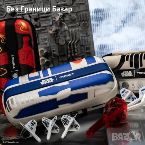 Нов Star Wars R2-D2 калъф за 6 дартса Swiss Point твърд протектор кейс, снимка 8 - Други спортове - 52741756
