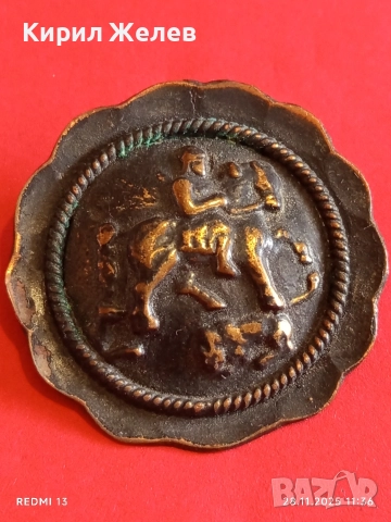 Винтидж медна брошка КОННИК ретро АРТ бижу 56661, снимка 2 - Други - 52571361