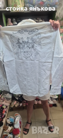 Продавам интересна бяла мъжка риза дълъг ръкав., снимка 6 - Ризи - 51653746