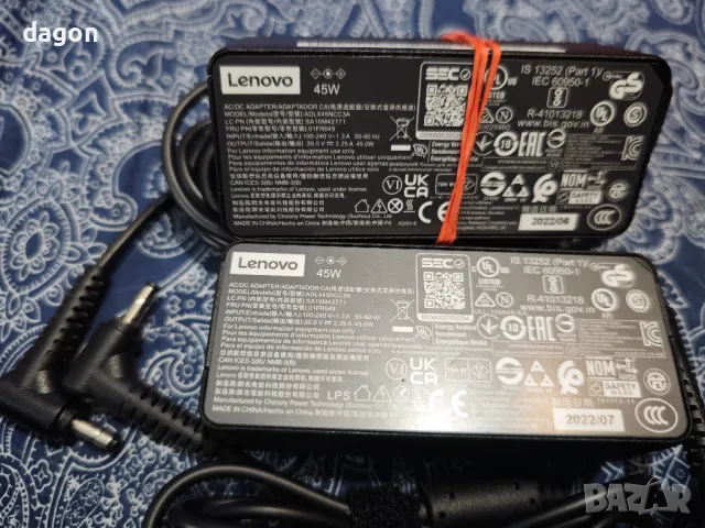 Оригинален Lenovo AC ADAPTER ADLX45NCC3A 20V 2.255 , снимка 3 - Части за лаптопи - 49883938