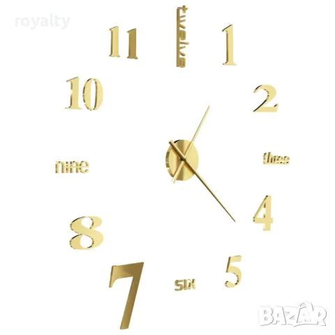 3D стенен часовник, модерен дизайн, 100 см, XXL, златист , снимка 3 - Стенни часовници - 50102014