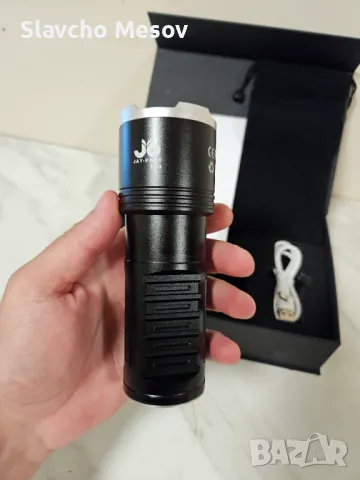 JAY PARK F10 Flashlight – Мощно фенерче с 500,000 лумена и вградена външна батерия, снимка 6 - Къмпинг осветление - 47157782