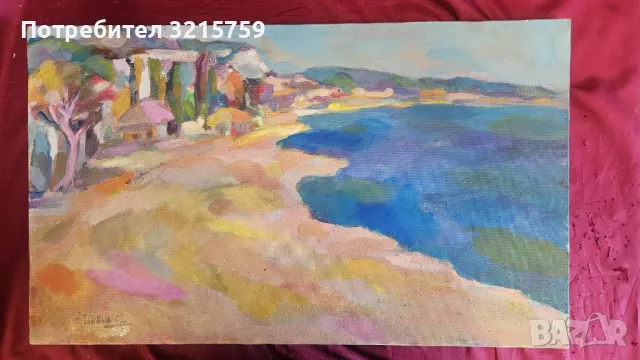 Красива картина масло , платно, подпис -A.TANEVA , 55х32см.