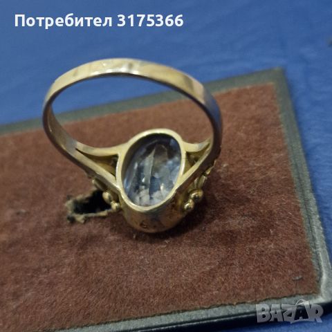 Стар сребърен пръстен с аквамарин 30 те години на XX век, снимка 2 - Пръстени - 45687609