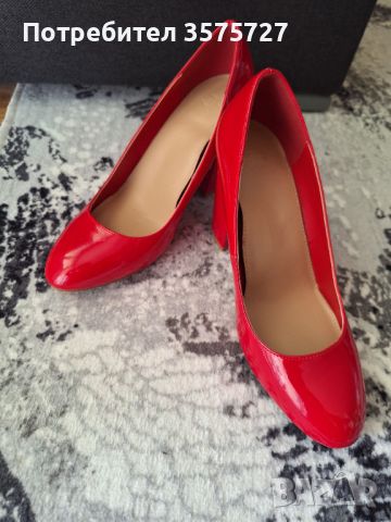 Нови червени обувки на ток, снимка 3 - Дамски обувки на ток - 45302463