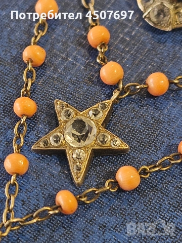 Антична сребърна брошка с диамантена паста и корал, викториански, снимка 3 - Други - 53885627