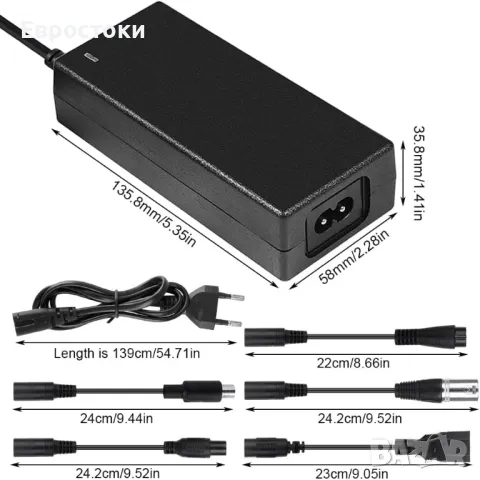 42V 2A Li-ion Универсално зарядно устройство за електрически скутер с 6 конектора, снимка 5 - Друга електроника - 48493469