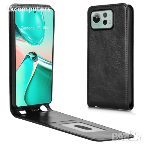 Кожен Флип Калъф с Карта за Asus Zenfone 12 Ultra 5G - Вертикален, Магнитен, Слот за Карта, Вкл. Про, снимка 10 - Калъфи, кейсове - 53437803