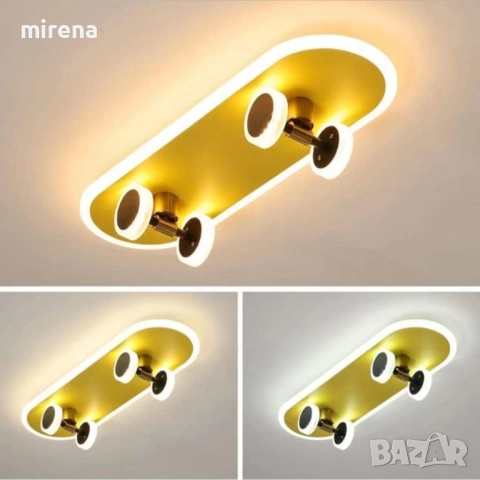 ЛЕД LED лампа полилей, детска лампа скейтборд, таванна лампа, модерна, снимка 4 - Лампи за таван - 52446663