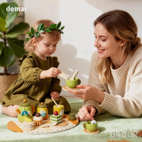 Дървен сервиз за чай, комплект за игра на чай за деца 3+ години, снимка 4 - Образователни игри - 53414989
