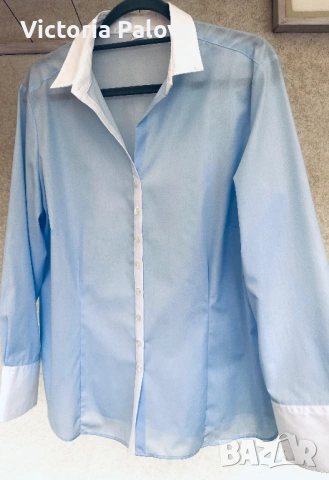 Нова луксозна риза ETERNA Excellent - Небесносиня класика, Памук, р-р 46, снимка 8 - Ризи - 53891363