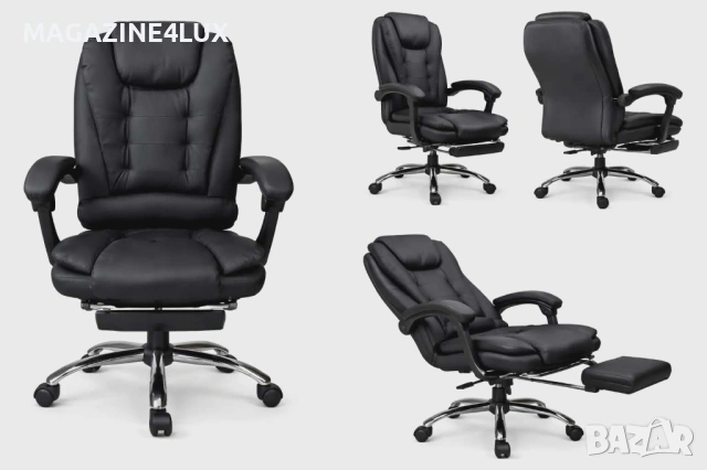 Ергономичен въртящ се офис стол с масаж и поставка за крака на промо цена. 99€, снимка 2 - Столове - 53189785