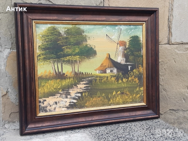 Красива Стара Картина Прованс Живопис Маслени Бои на Платно, снимка 9 - Картини - 51790004