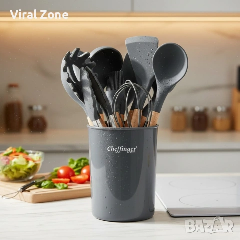 Комплект 12 части кухненски прибори със стойка Cheffinger , снимка 9 - Прибори за хранене, готвене и сервиране - 53239718