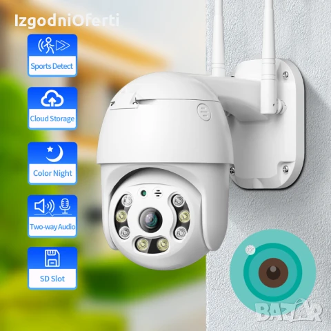 iCSee Външна Въртяща PTZ CAMERA WiFi. Водоустойчива IP камера Wi-Fi, снимка 3 - IP камери - 50931646