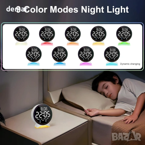 Lafocuse Цифров будилник с нощна лампа, 4.3" кръгъл LED дисплей, снимка 4 - Друга електроника - 53731975