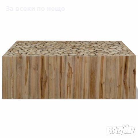 Маса за кафе, натурална тикова дървесина, 90x50x35 см, снимка 6 - Маси - 45367564