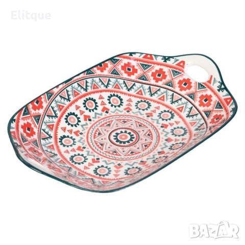 Керамична правоъгълна чиния плато с дръжки, снимка 4 - Други - 52862480
