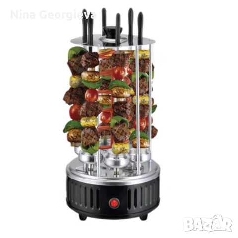 Електрическа скара за барбекю с 6 вертикални шиша – 1000W, автоматично въртене, без дим, снимка 7 - Прибори за хранене, готвене и сервиране - 54027601