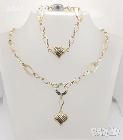 Златни колиета със сърца 14К, снимка 17 - Колиета, медальони, синджири - 53389777
