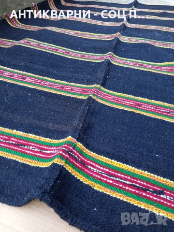 Стара Автентична Ръчно Тъкана Двустранна Черга Покривало За Легло 200см,/ 150см., снимка 5 - Антикварни и старинни предмети - 51738249