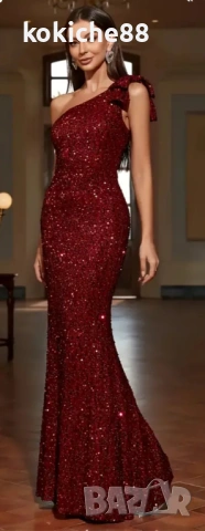 Дълга рокля в тъмно червен цвят 