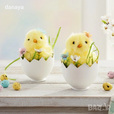 6513 Великденска декорация пиленце в яйце, 13 см