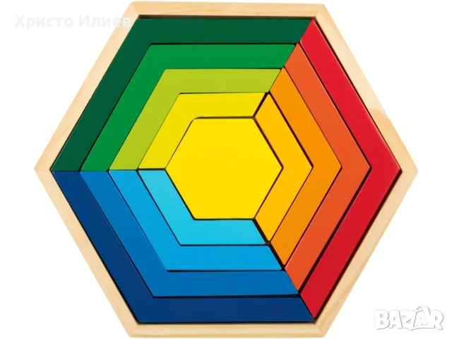 Дървен пъзел Шестоъгълник Монтесори метод, снимка 9 - Игри и пъзели - 50805520