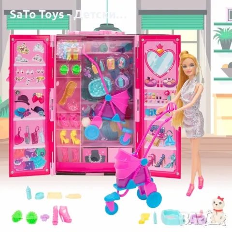 Моден гардероб - Комплект с кукла и аксесоари, снимка 2 - Кукли - 50440394