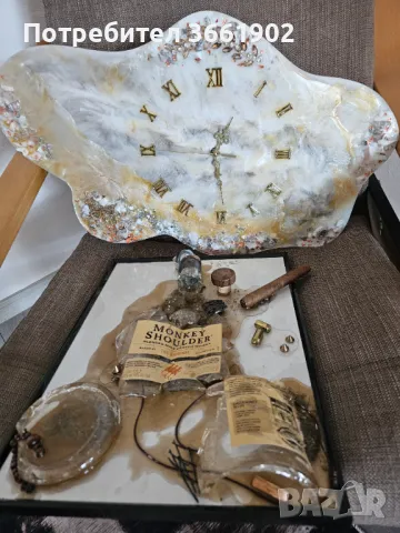 Ръчна изработка Часовник картина мрамор ефект 