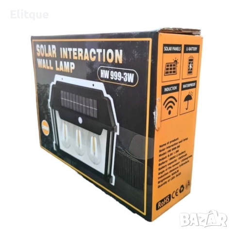 Стенна лампа с 1,2  или 3 LED крушки, сензор за движение и фотоволтаичен панел за външна употреба, в, снимка 18 - Други - 52852347