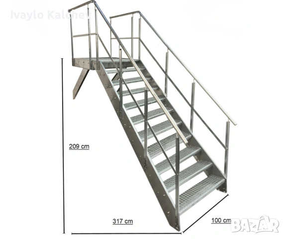 Външни метални стълби | Поцинковани | С или без парапет | Готови за монтаж, снимка 2 - Други - 54124162