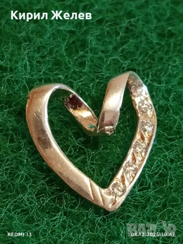 Сребърно колие във формата на сърце с кристали ювелирна изработка 37659, снимка 2 - Колиета, медальони, синджири - 52686820