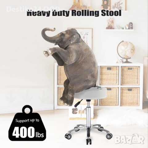 Въртящ се стол на колела Antlu регулируема височина бял, снимка 4 - Столове - 53826500