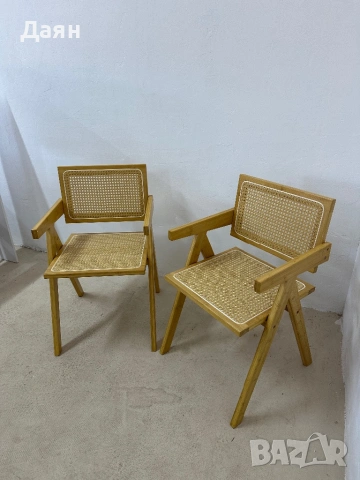 Комплект от 2 стола Costway от ратан с рамка от естествен бамбук - естествен цвят, снимка 6 - Столове - 53706664