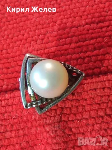 ШАРМАНТНА АНГЛИЙСКА ПЕРЛЕНА СРЕБЪРНА ОБЕЦА СРЕБРО 925 с БЯЛА ЕСТЕСТВЕНА ПЕРЛА / БИСЕР 48247, снимка 13 - Обеци - 49732850
