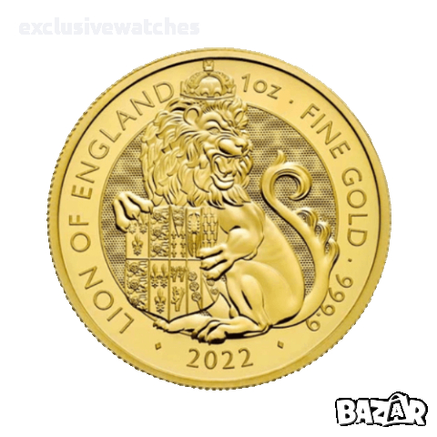 31.1035 гр. ( 1 toz. ) Златна Монета Зверовете на Тюдорите Лъвът на Англия 2022, снимка 1 - Нумизматика и бонистика - 44861042