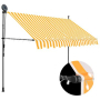 vidaXL Ръчно прибиращ се сенник с LED, 300 см, бяло и оранжево(SKU:145859