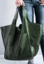 Качествена голяма зелена чанта отекокожа, снимка 1